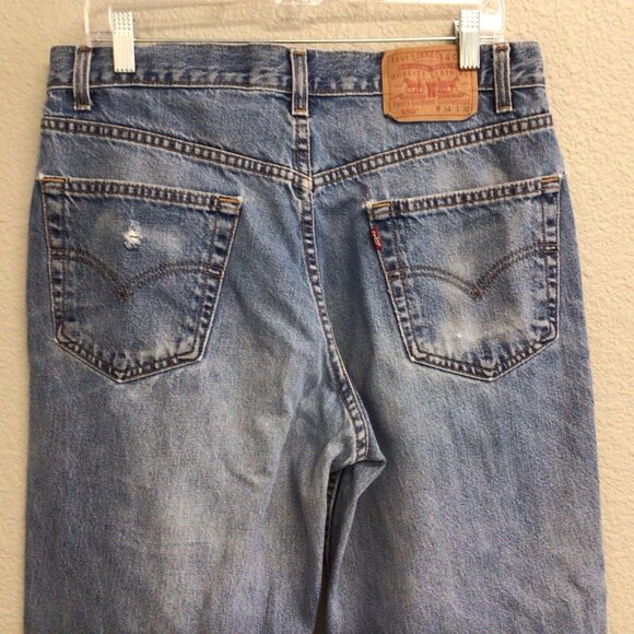 VTG Levi's 550 Jeans Mens 34 X 29.5 Blue Relaxed Fit Straight Leg Y2K DISTRESS - Picture 5 of 10